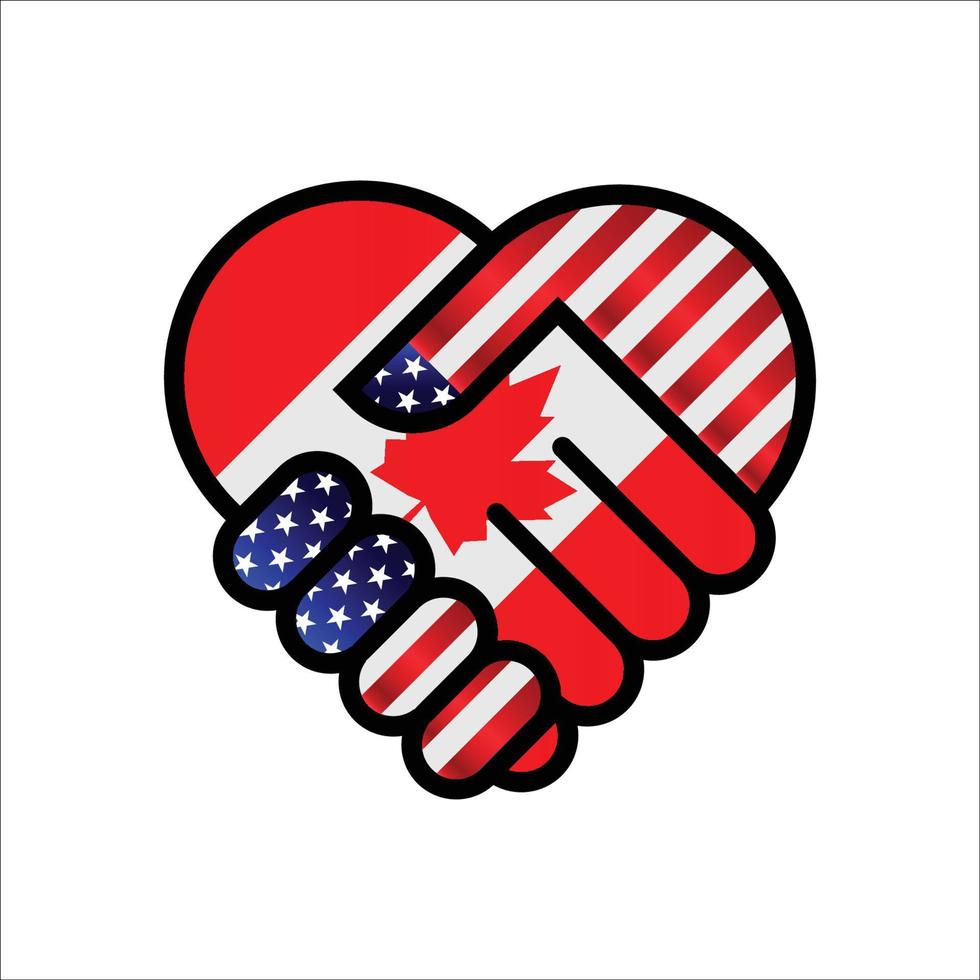 United States of America and Canada relations Handshake illustration icon. Suitable use to Ameican Canada event vector