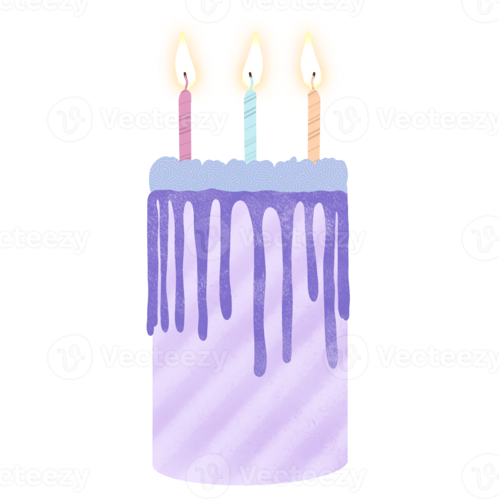 bolo de aniversário em aquarela com vela png