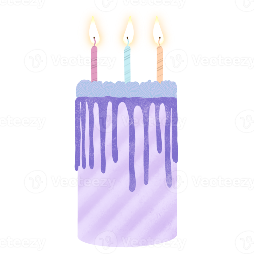 gâteau d'anniversaire aquarelle avec bougie png