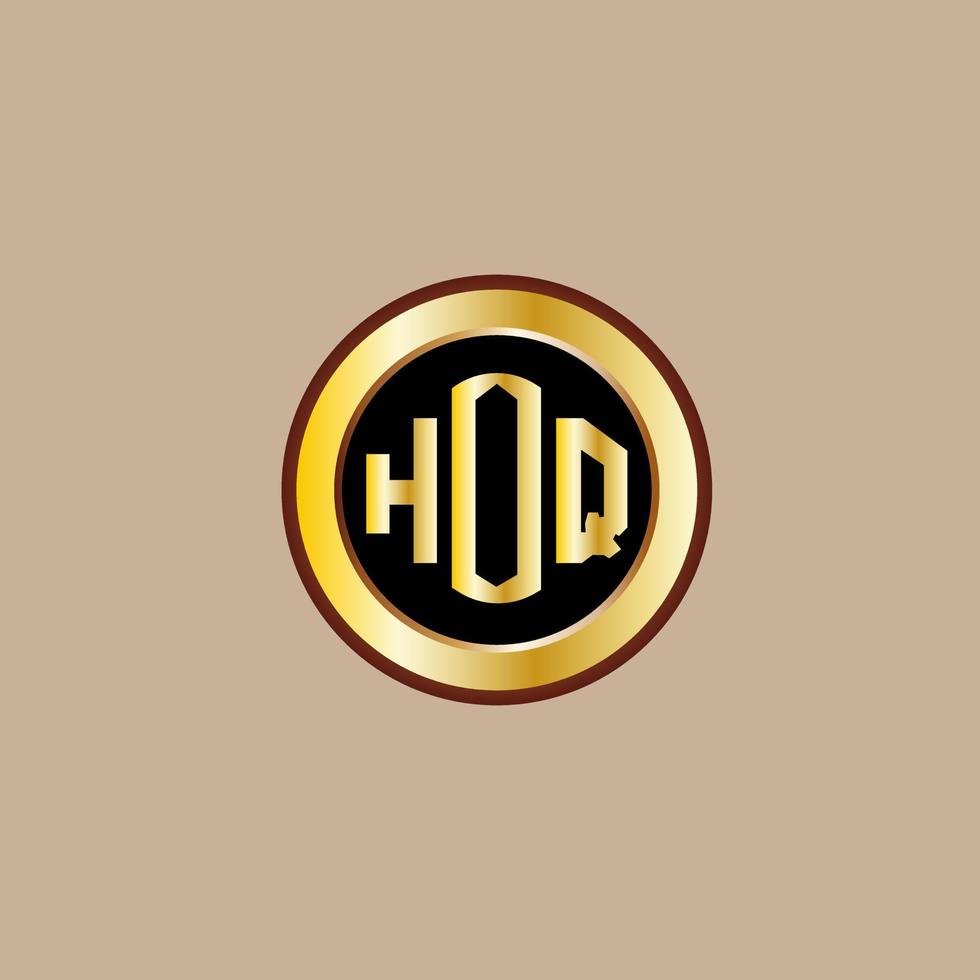 creative HOQ letter logo design with golden circle vector