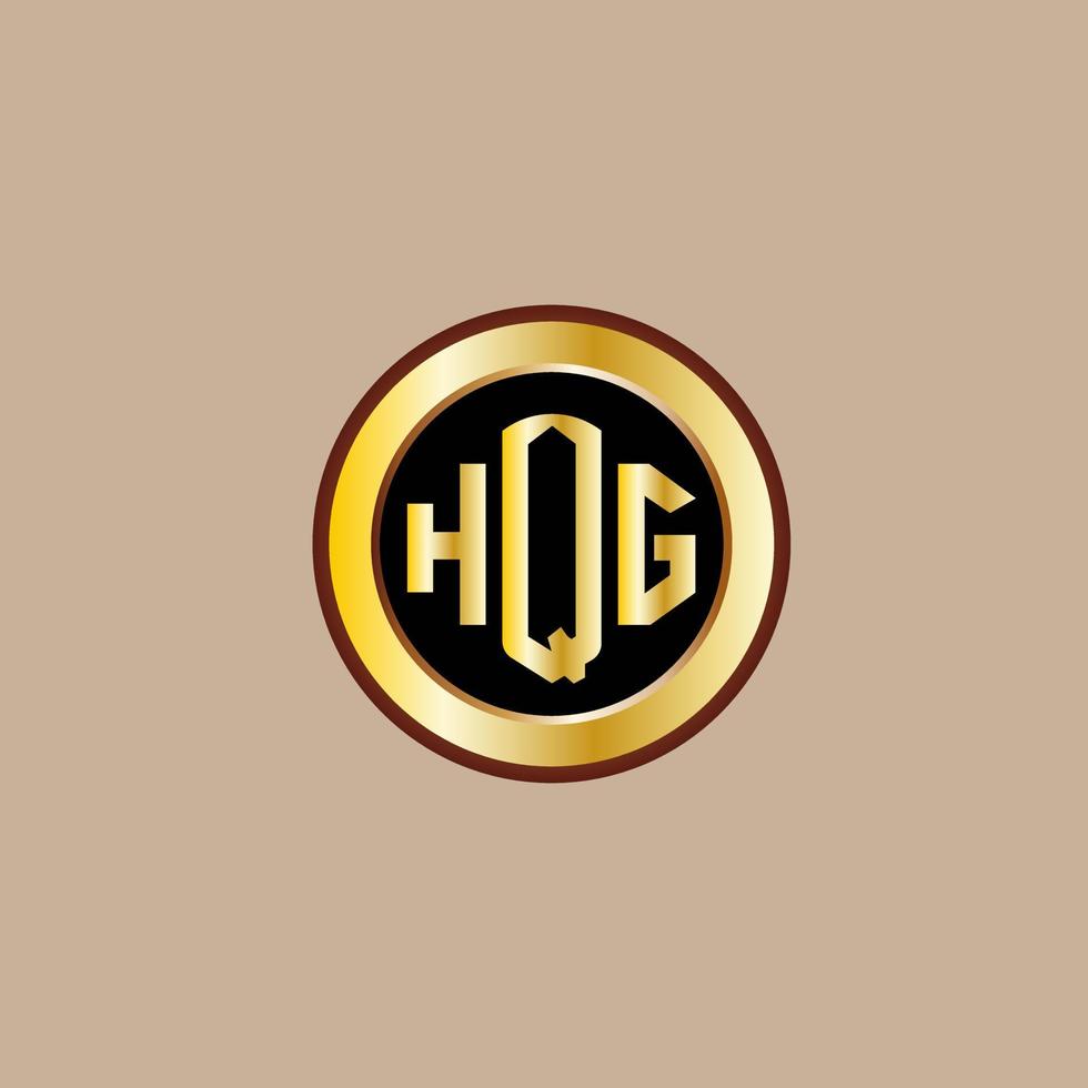 creative HQG letter logo design with golden circle vector