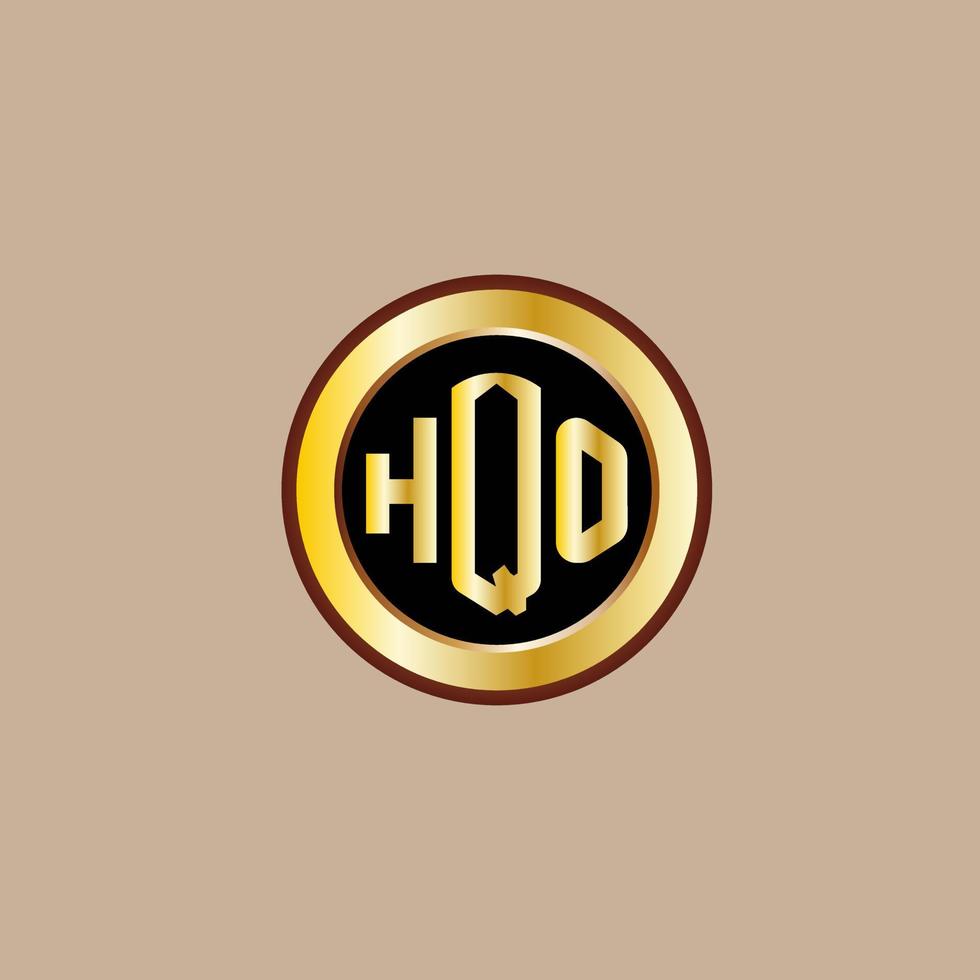 diseño creativo del logotipo de la letra hqo con círculo dorado vector