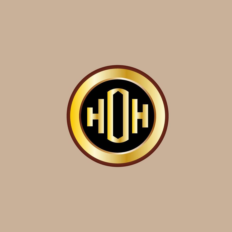 diseño creativo del logotipo de la letra hoh con círculo dorado vector