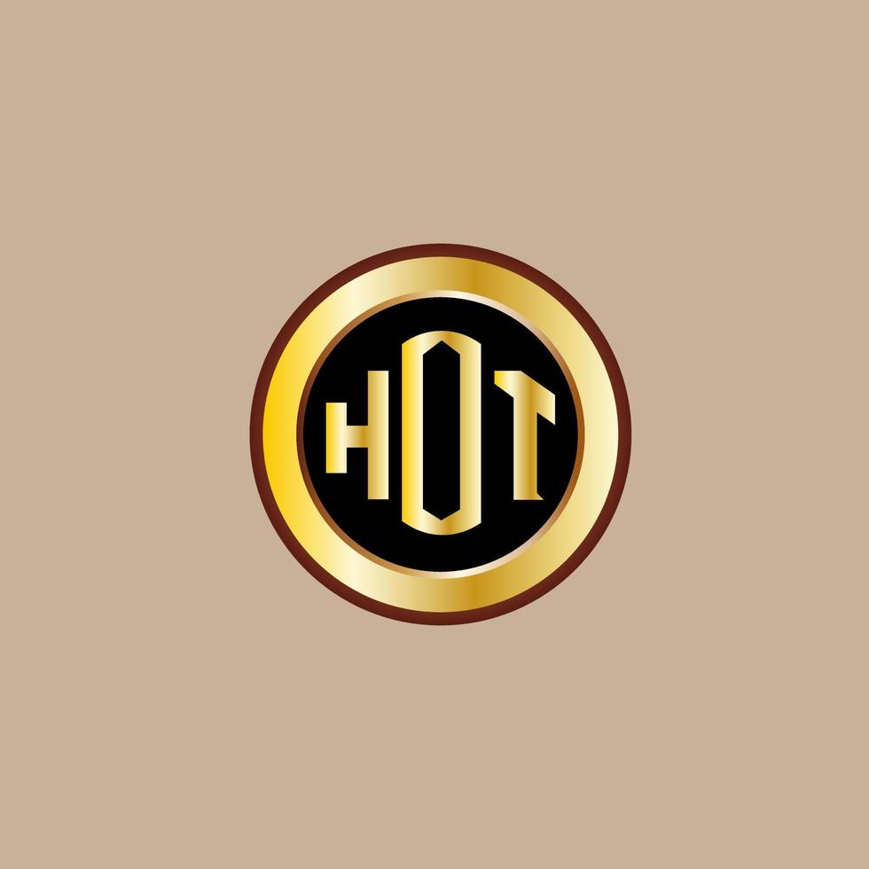 creative HOT letter logo design with golden circle vector