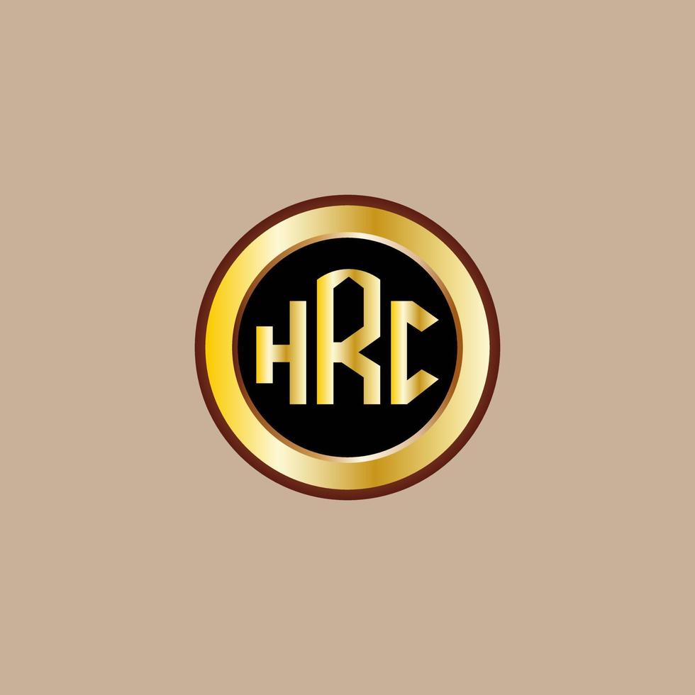 creative HRC letter logo design with golden circle vector