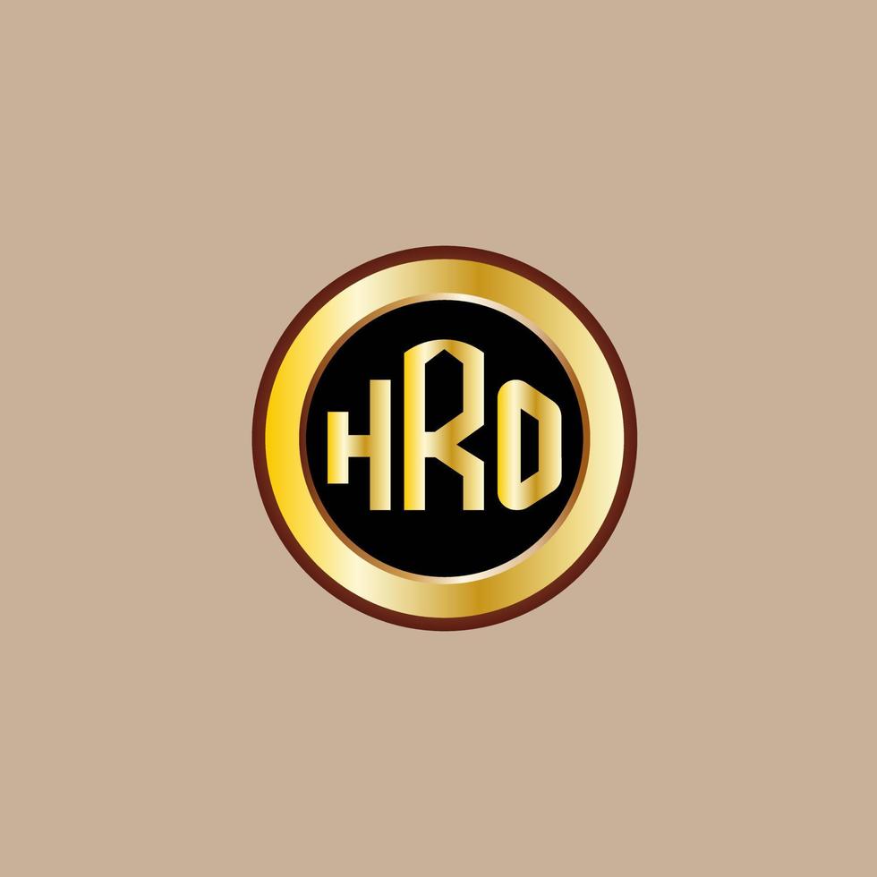creative HRO letter logo design with golden circle vector