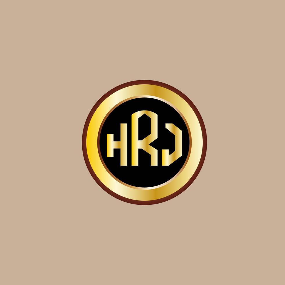 creative HRJ letter logo design with golden circle vector