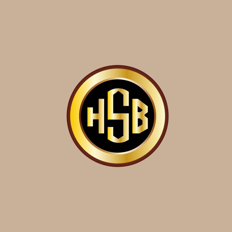 creative HSB letter logo design with golden circle vector