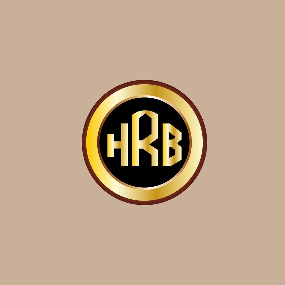 diseño creativo del logotipo de la letra hrb con círculo dorado vector