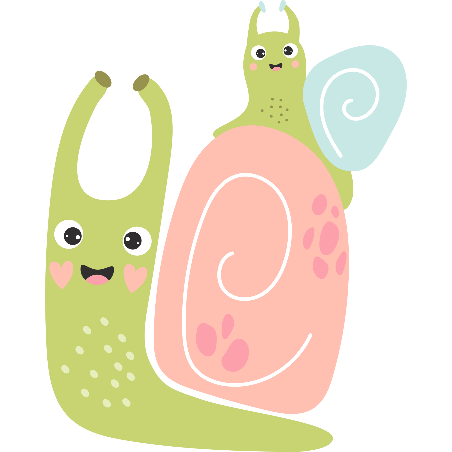 Cute Snail family. Mom with baby snail 13528266 PNG