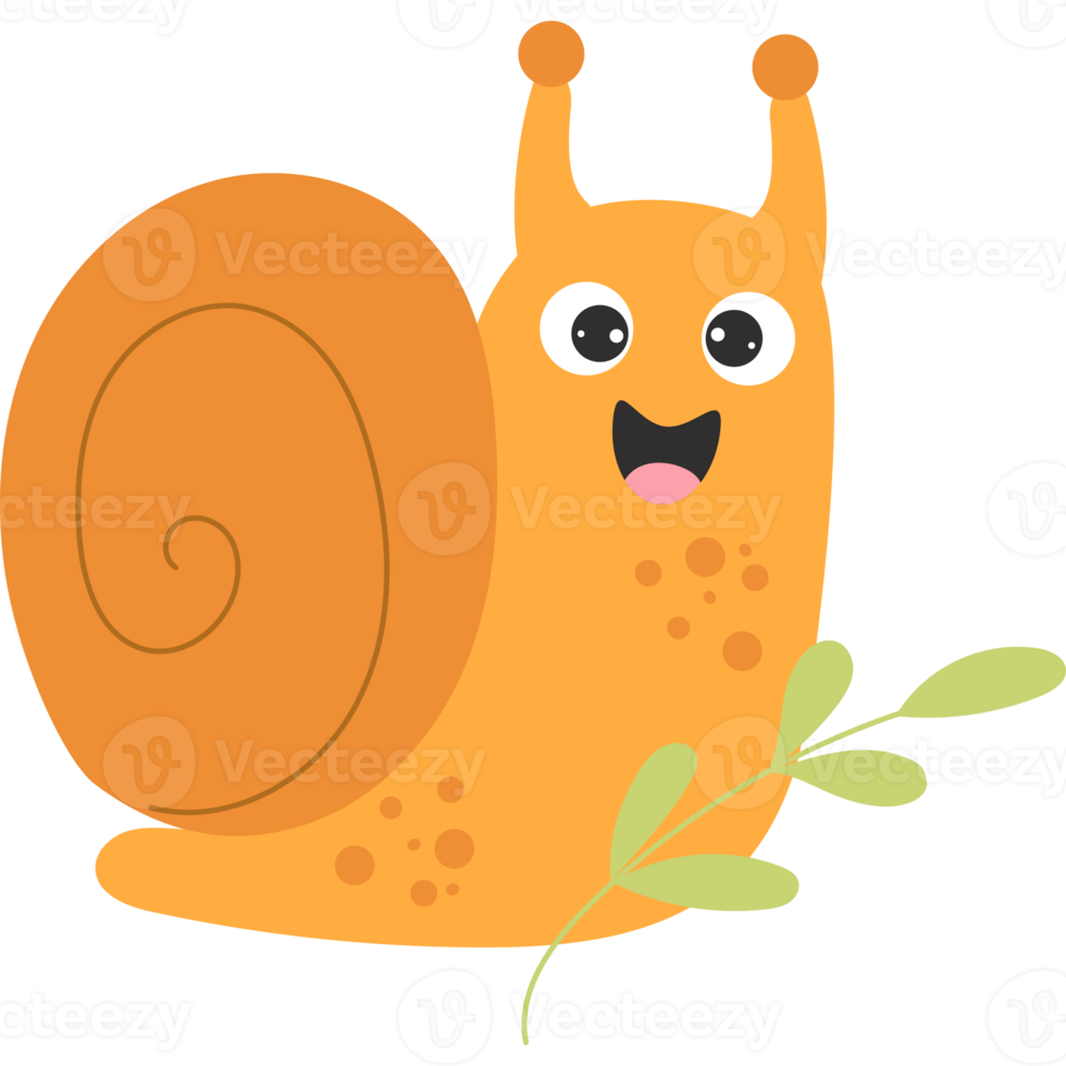 Cute snail with branch png
