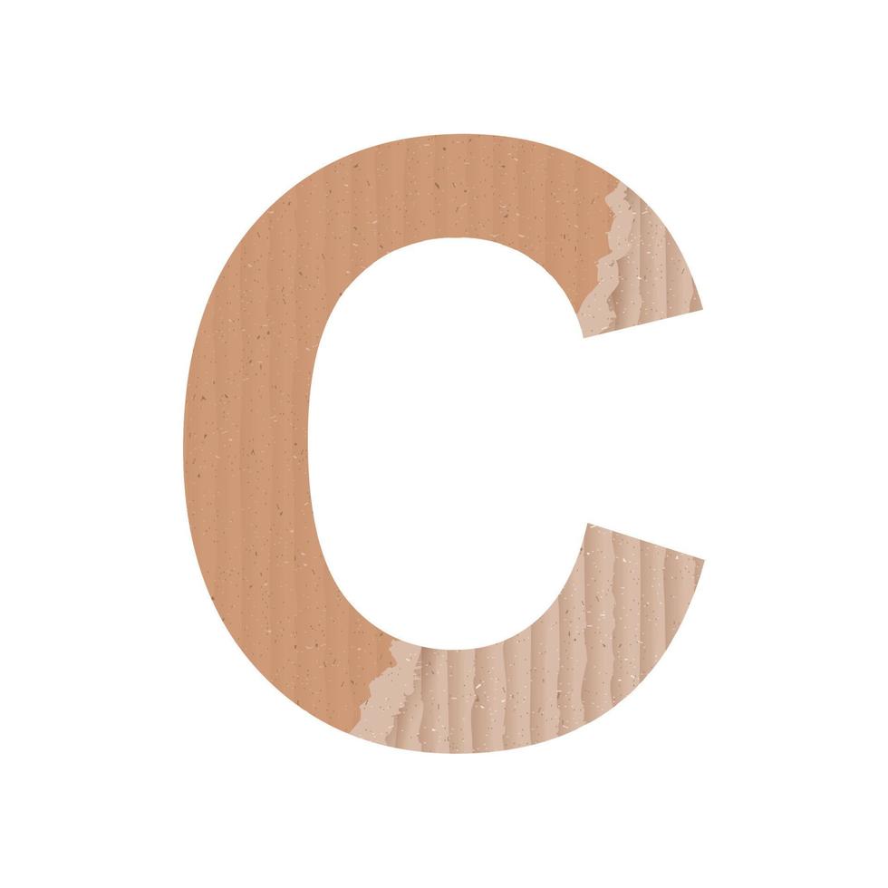 Letter C of the English alphabet, gray paper cardboard texture on white background - Vector