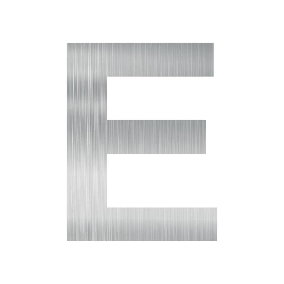 Silver metal texture, english alphabet letter E on white background - Vector