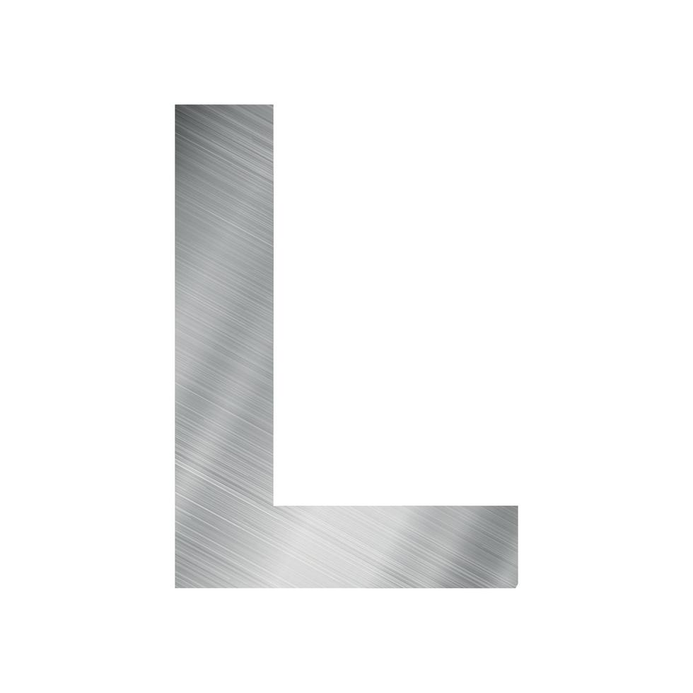 Silver metal texture, english alphabet letter L on white background - Vector