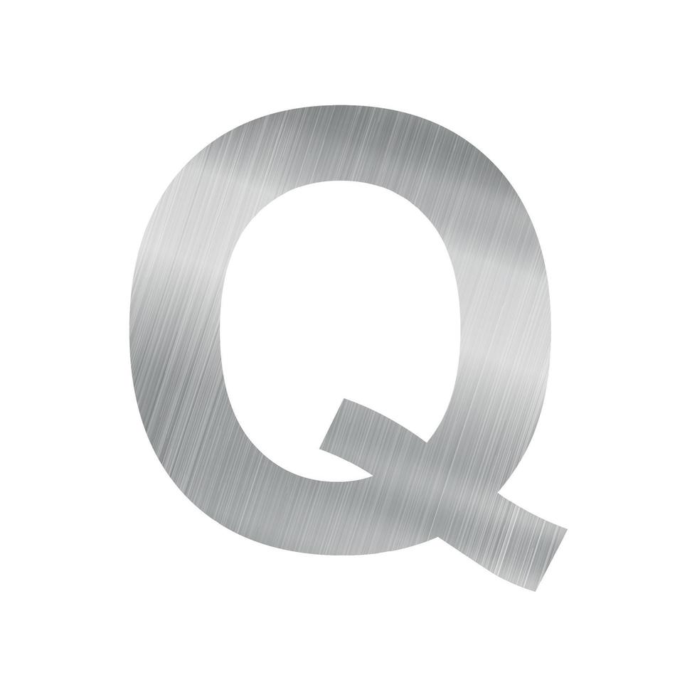 Silver metal texture, english alphabet letter Q on white background - Vector