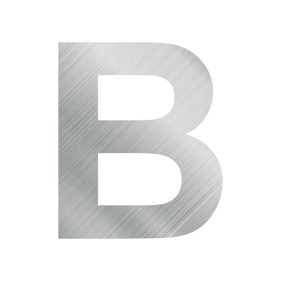 Silver metal texture, english alphabet letter B on white background - Vector