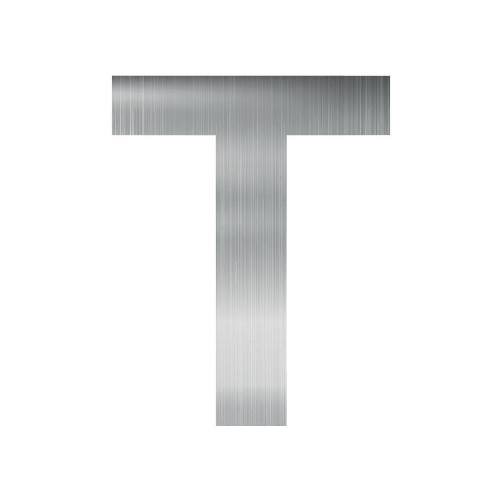 Silver metal texture, english alphabet letter T on white background - Vector