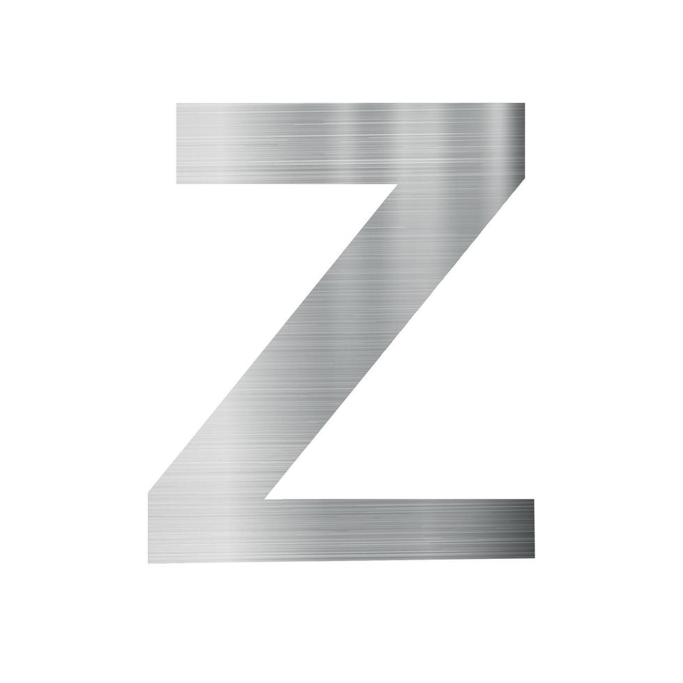 Silver metal texture, english alphabet letter Z on white background - Vector