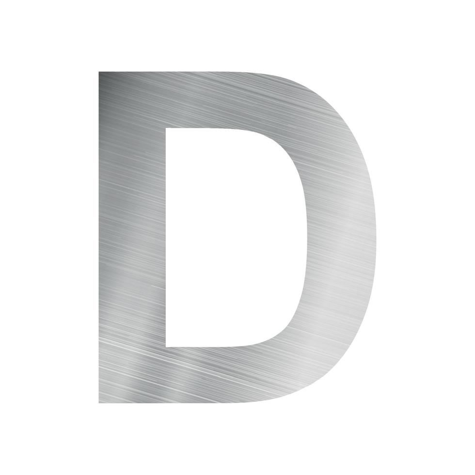 Silver metal texture, english alphabet letter D on white background ...