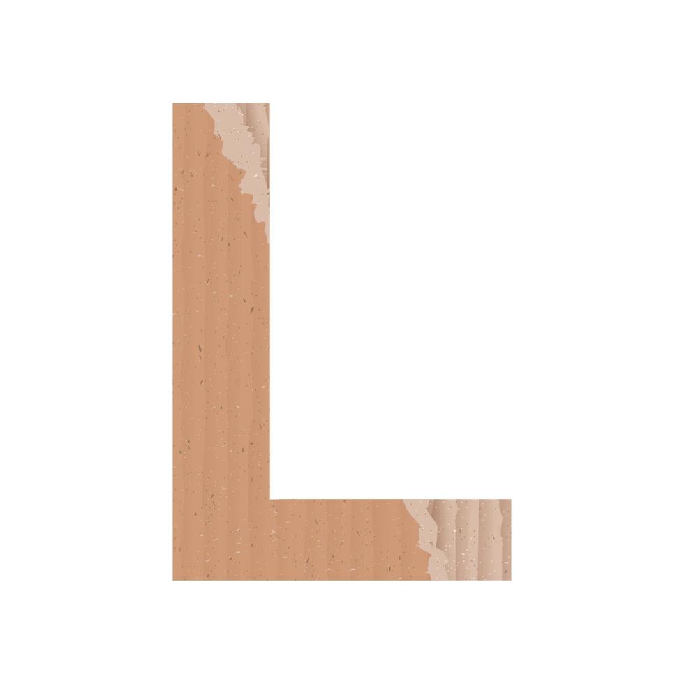 Letter L of the English alphabet, gray paper cardboard texture on white background - Vector