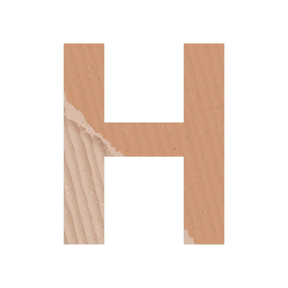 Letter H of the English alphabet, gray paper cardboard texture on white background - Vector