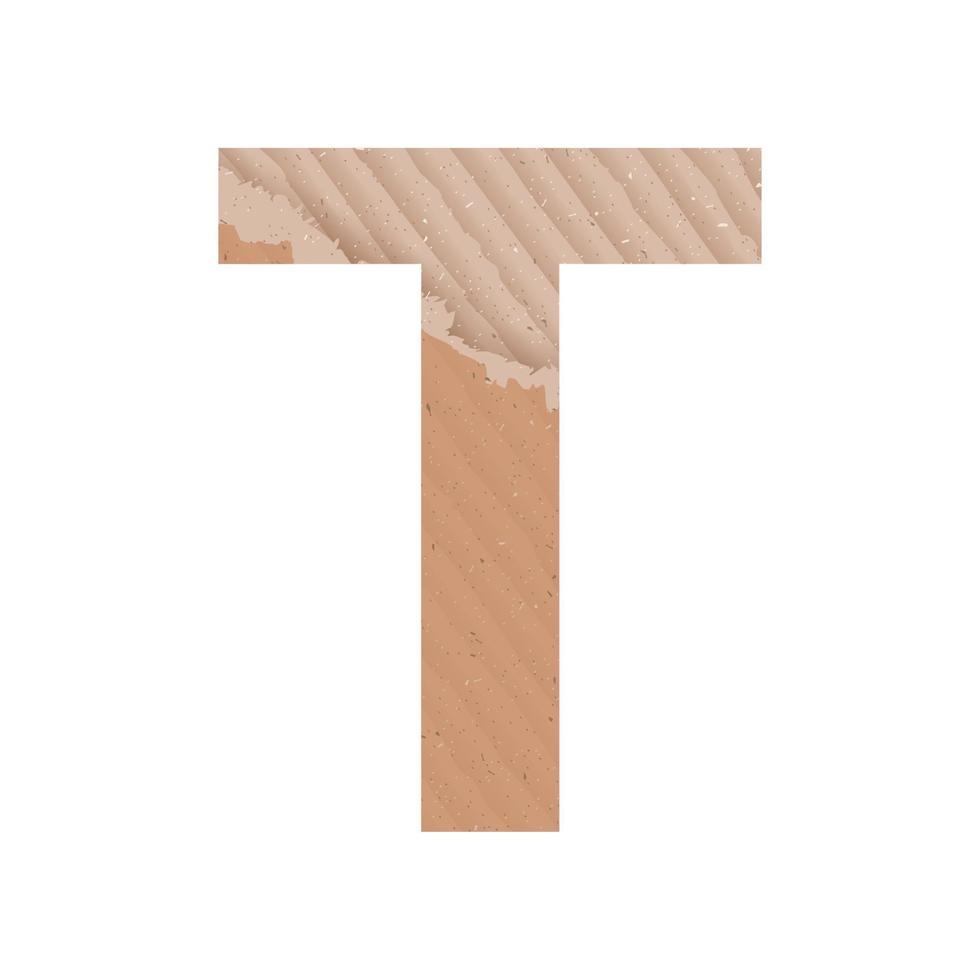 Letter T of the English alphabet, gray paper cardboard texture on white background - Vector