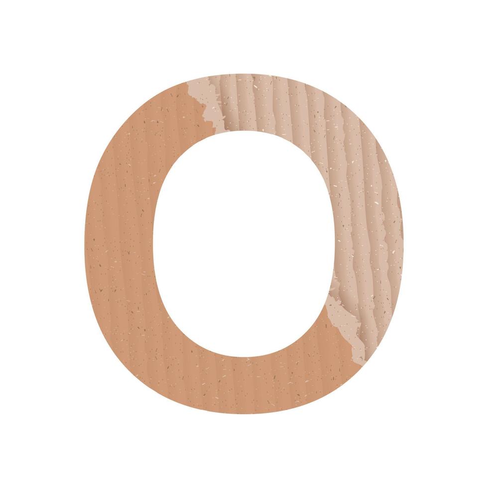 Letter O of the English alphabet, gray paper cardboard texture on white background - Vector