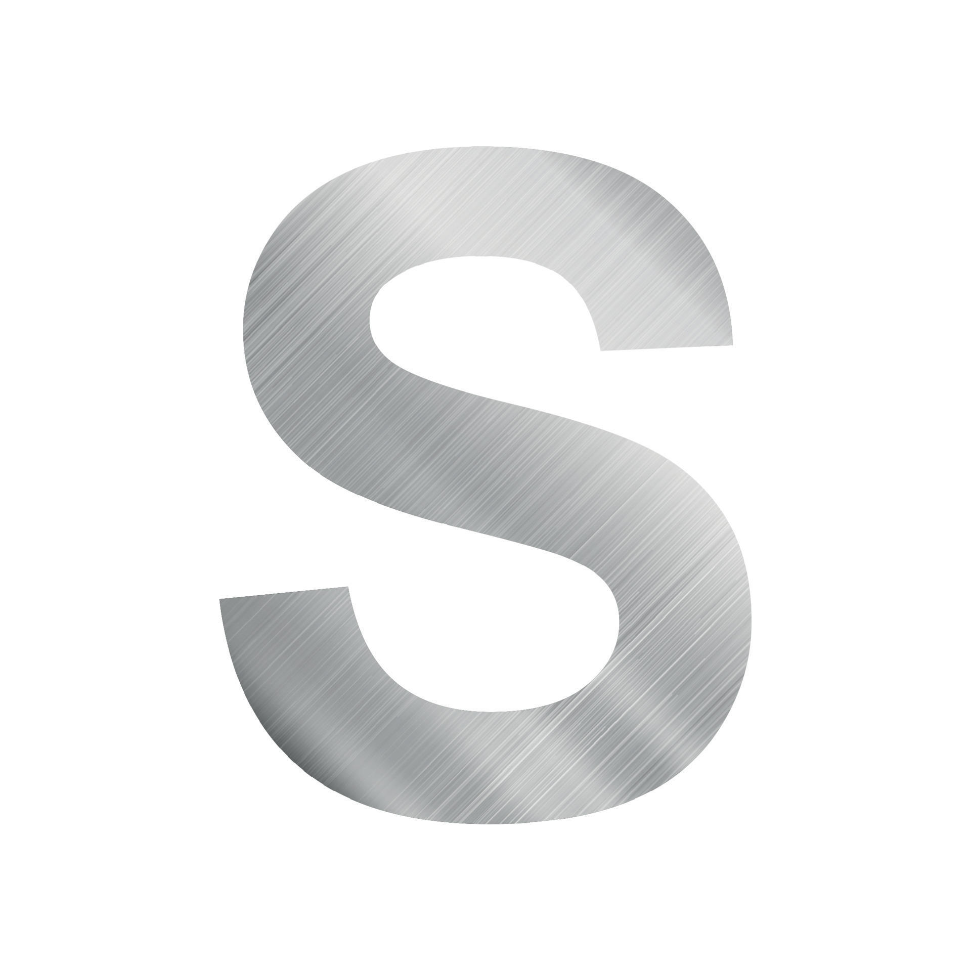 Silver metal texture, english alphabet letter S on white background ...