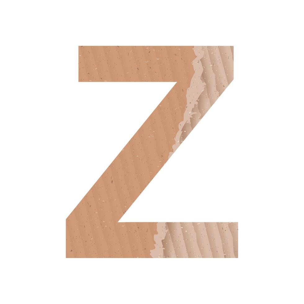 letra z del alfabeto inglés, textura de cartón de papel gris sobre fondo blanco - vector