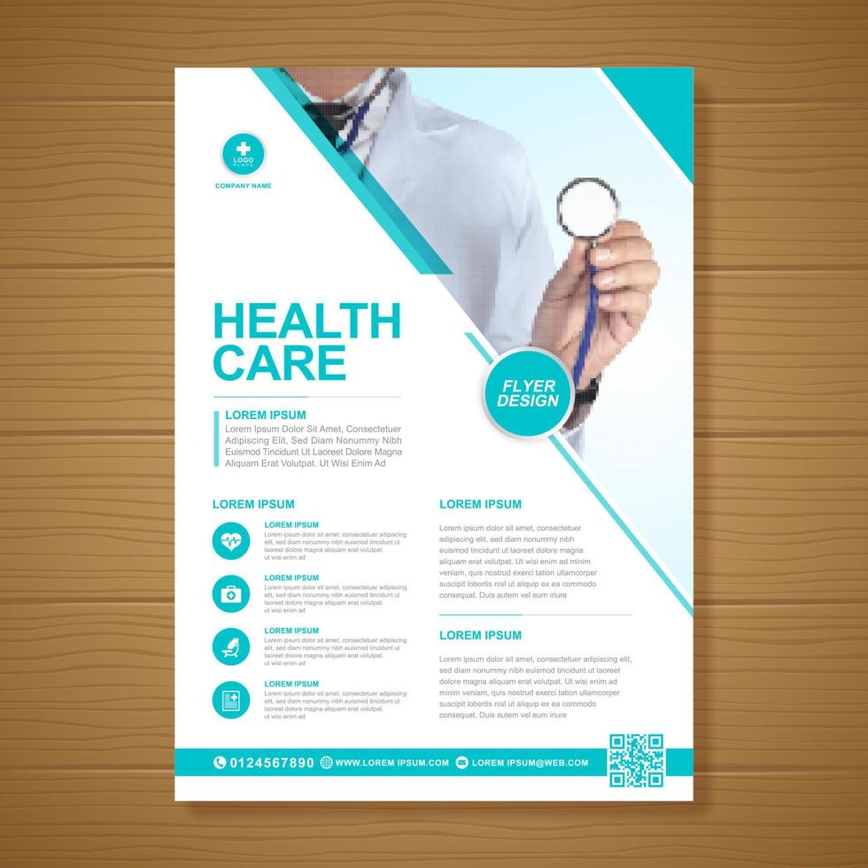 Corporate healthcare cover a4 template design and flat icons for a report and medical brochure design, flyer, leaflets decoration for printing and presentation vector illustration