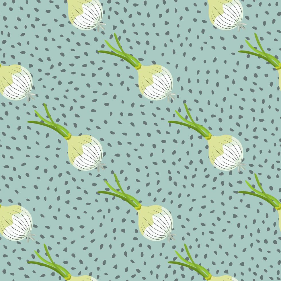 Hand drawn onion bulb seamless pattern. Onion in doodle style endless wallpaper. vector