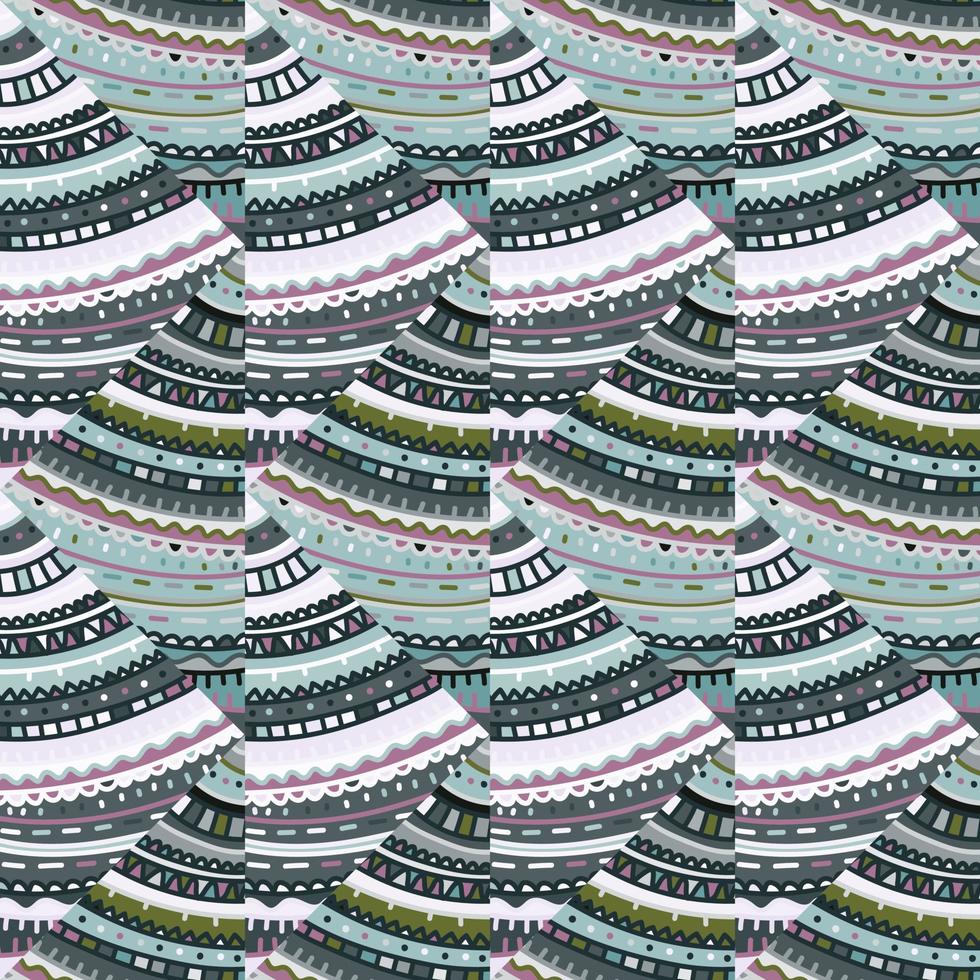 Creative hand drawn ornament in folk style. Tribal lines mosaic seamless pattern. Abstract geometric ethnic tile. vector