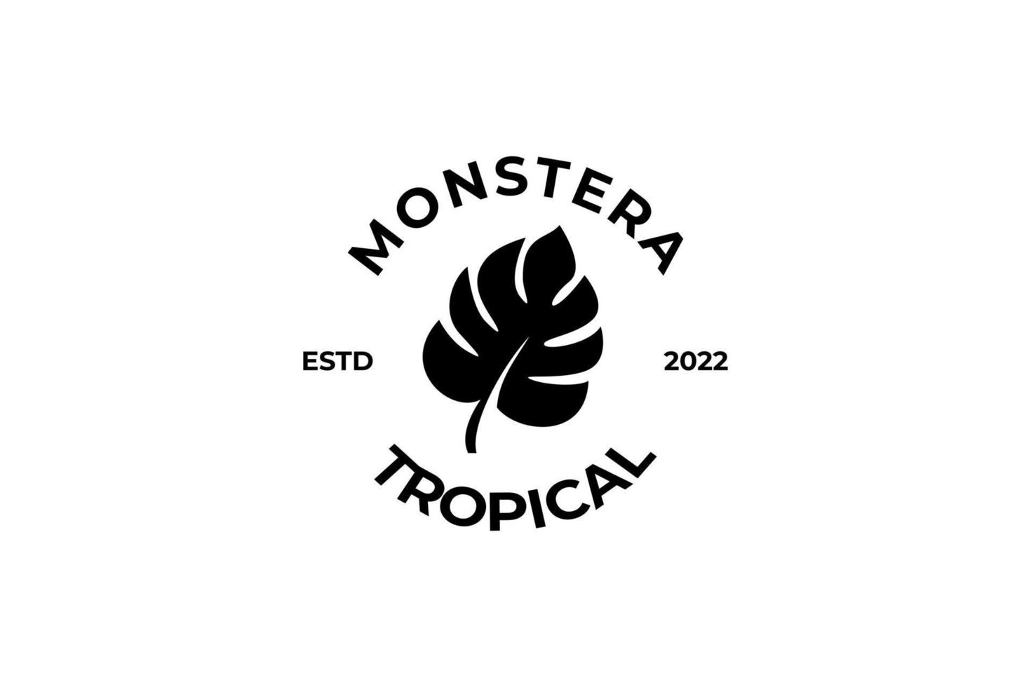 Monstera leaf logo design vector illustration