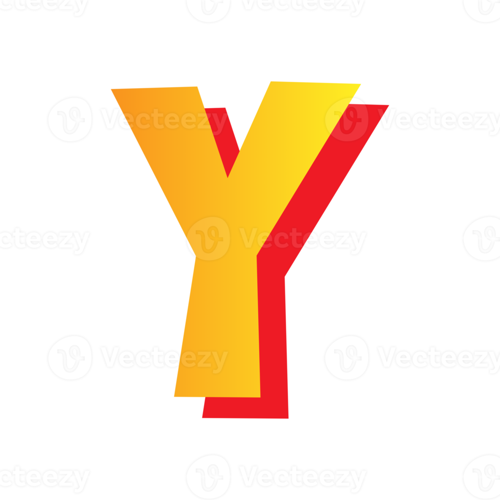 Letter y, comic style typeface with transparent background. png file