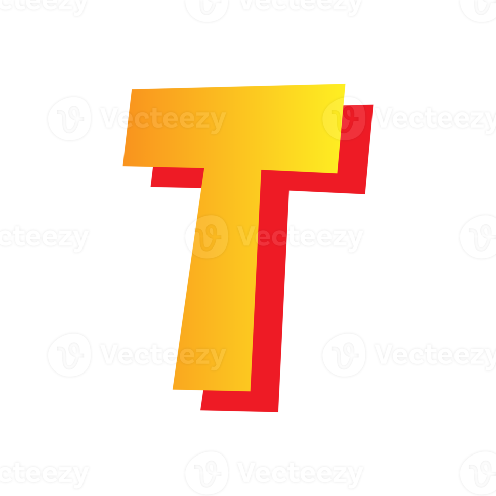 Letter T, comic style typeface with transparent background. png file