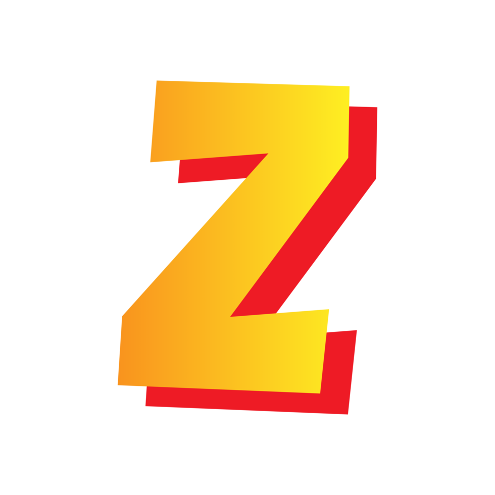 Letter Z, comic style typeface with transparent background. png file