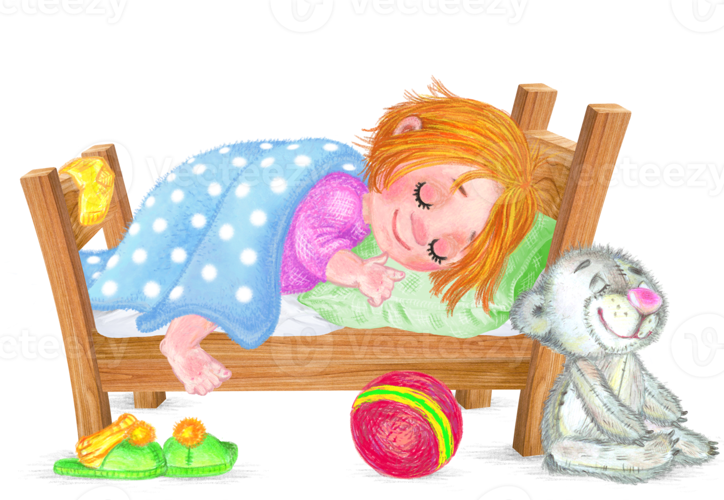 A little girl is sleeping png