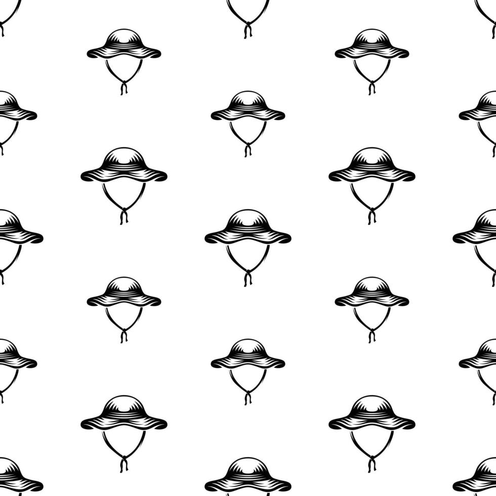 pattern seamless of hat in style vintage, retro, engraved. - vector illustrations