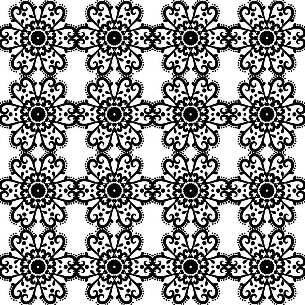 Decorative floral texture. Vintage wallpaper, lace vector pattern. Black and white. Vector illustration. For fabric, tile, wallpaper or packaging.
