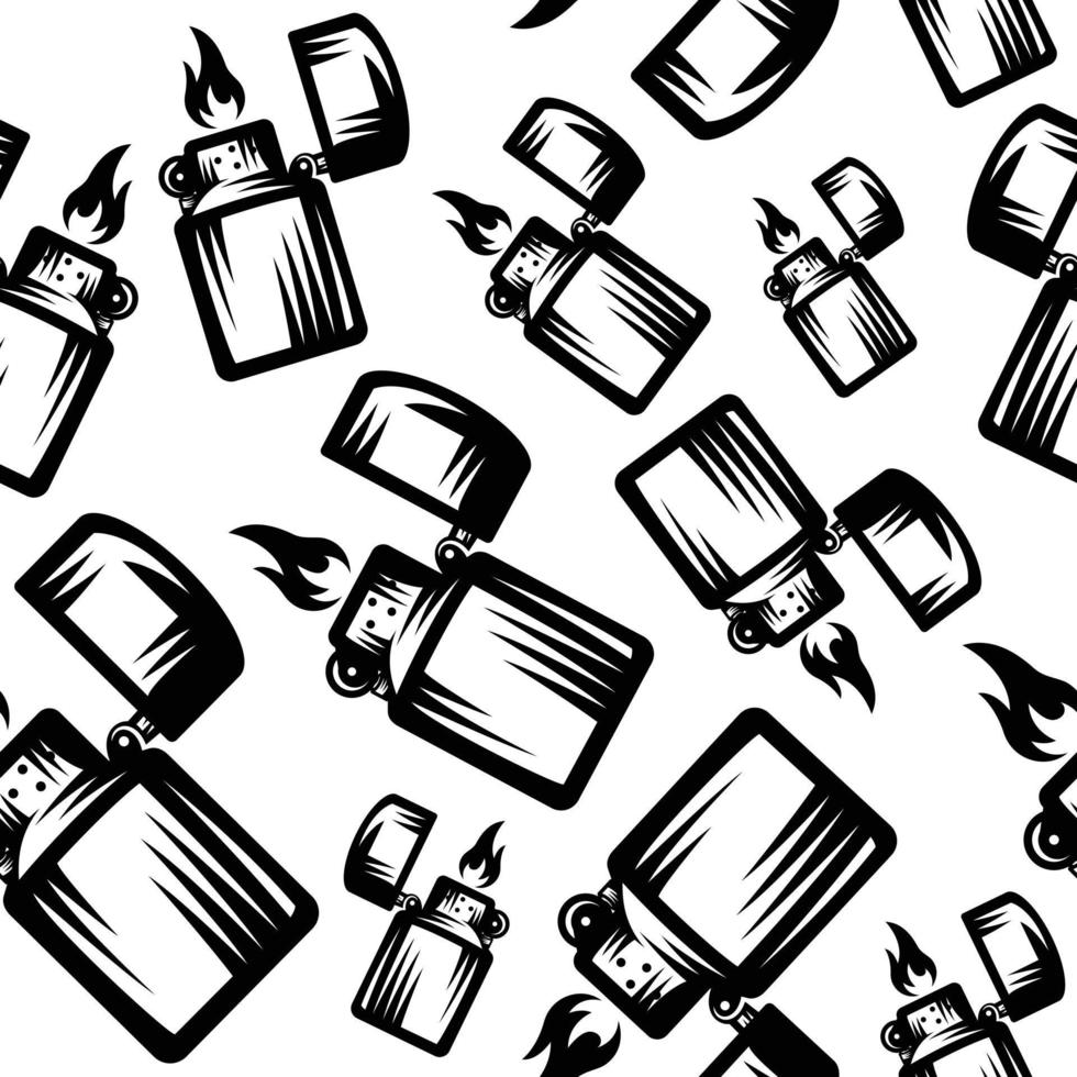 pattern seamless of lighter in style vintage, retro, engraved. - vector illustrations