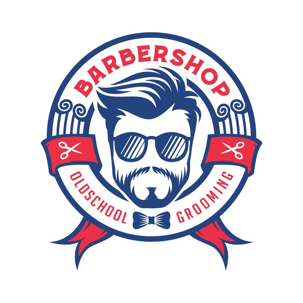 Barber shop badge logo template vector