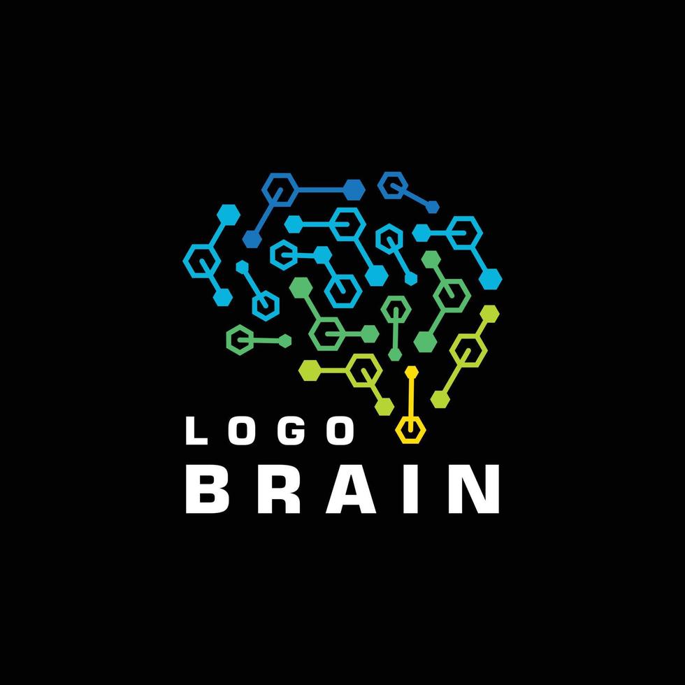 el logotipo del cerebro hexagonal vector