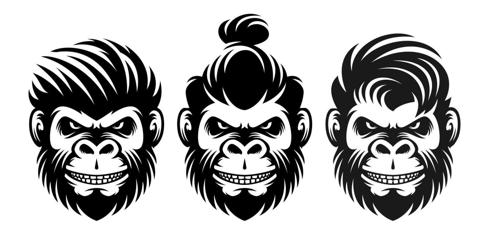 poner peinado de barbería de mono, ilustración de corte de pelo vector
