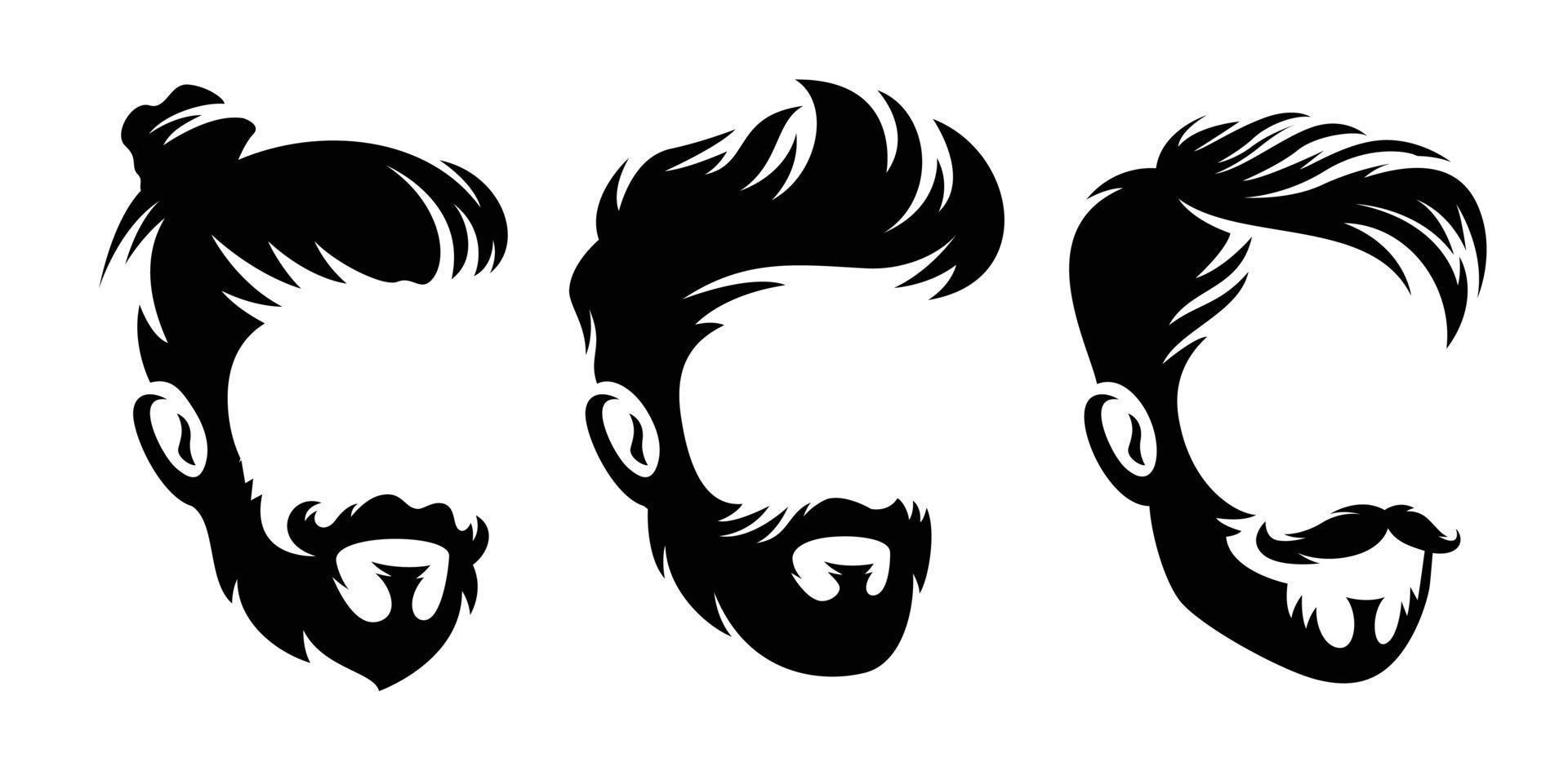 vector men hairstyle silhouettes, no face label illustration