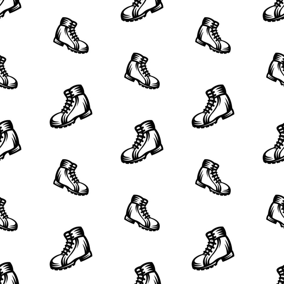 pattern seamless of shoe in style vintage, retro, engraved. - vector illustrations