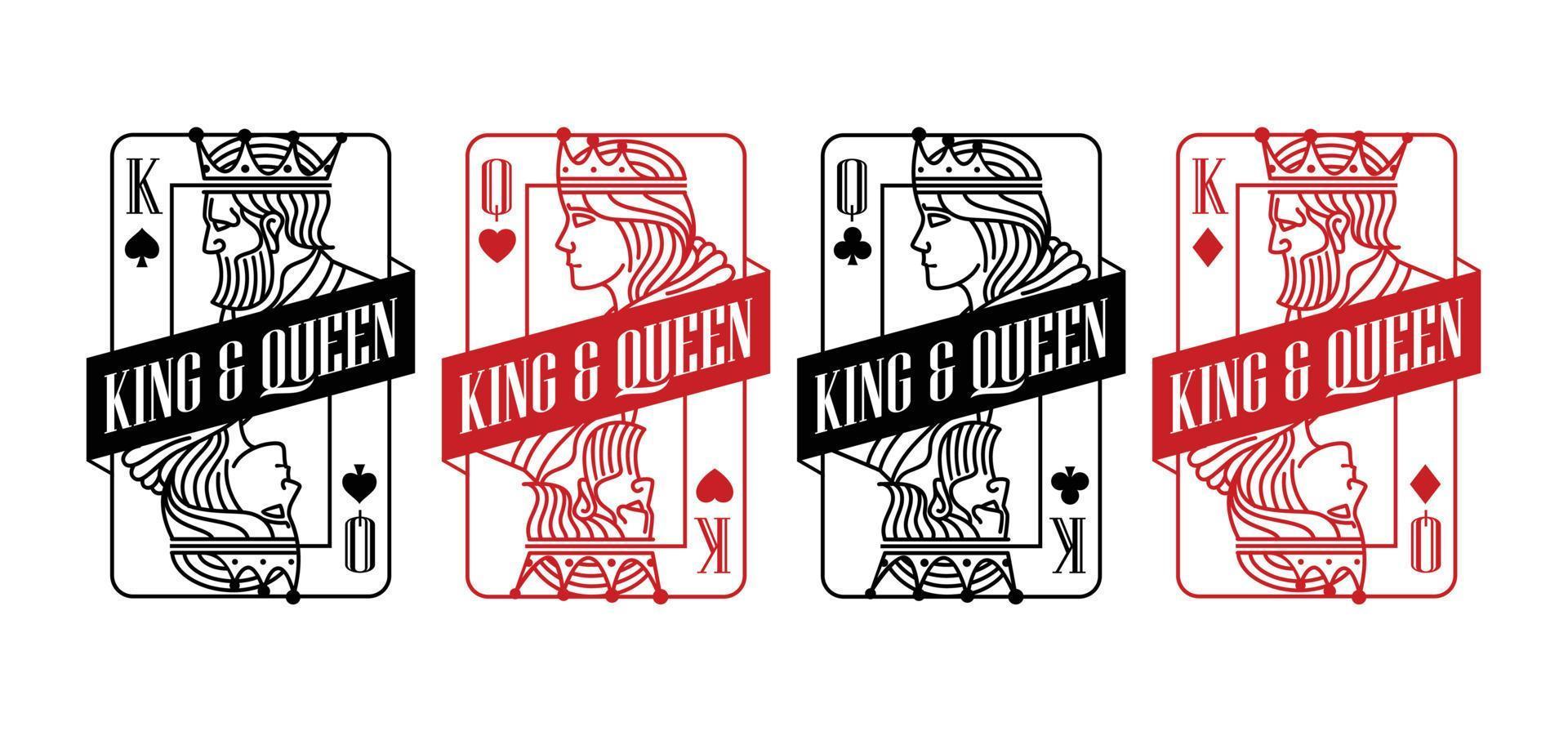 King and queen Black and Red Playing Card vector