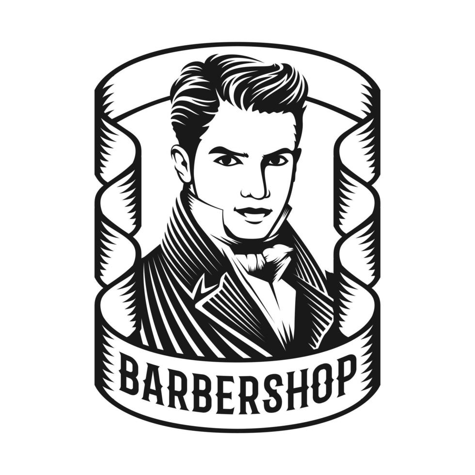 Barbershop with Victorian men's hairstyles and styles vector