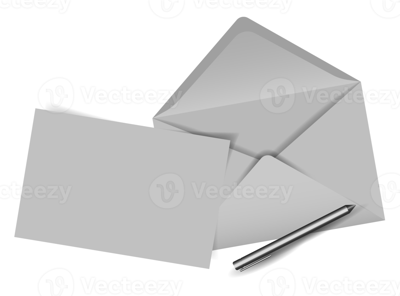 Envelope with blank note and pen png