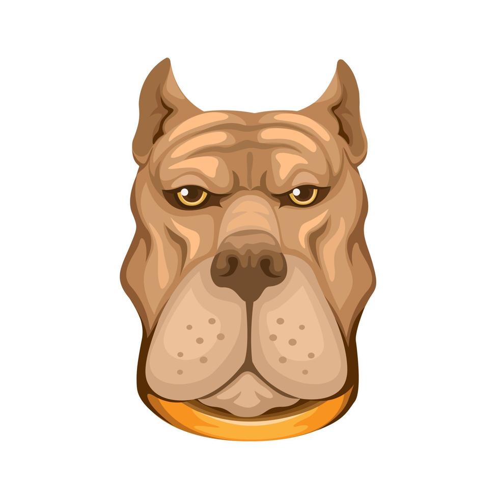 cabeza de perro pitbull. vector de ilustración de dibujos animados de personaje de colección de animales