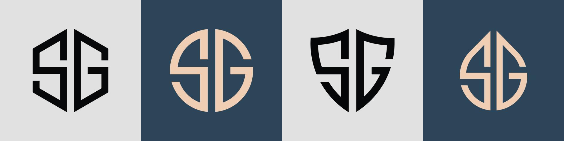 Creative simple Initial Letters SG Logo Designs Bundle. vector